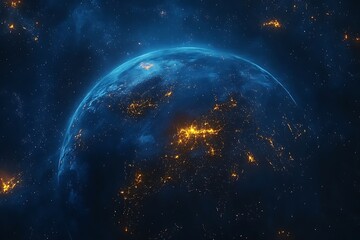 Obraz premium Earth at Night Aerial View City Lights2