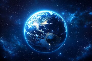 Fototapeta premium Blue Earth Night View from Space1