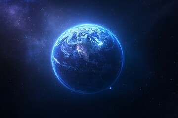 Naklejka premium Blue Planet Earth at Night Aerial View