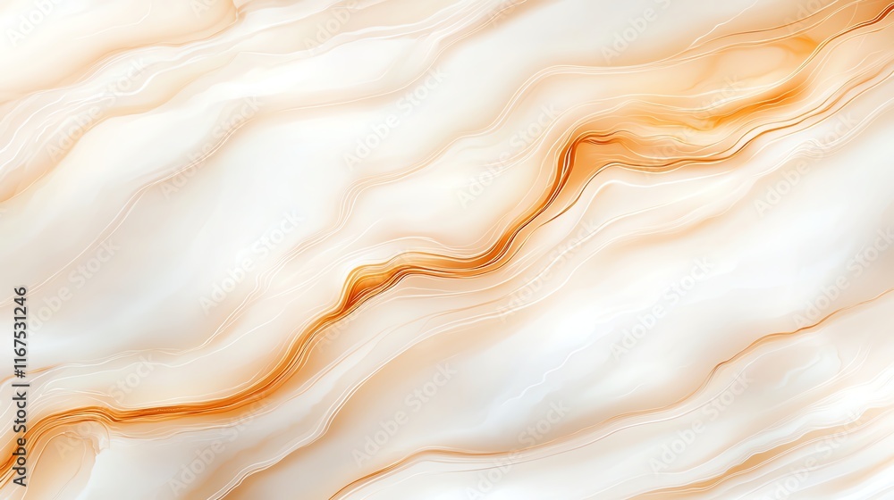 Poster elegant abstract image of wavy patterns in shades of white and orange, creating a smooth, marble-lik