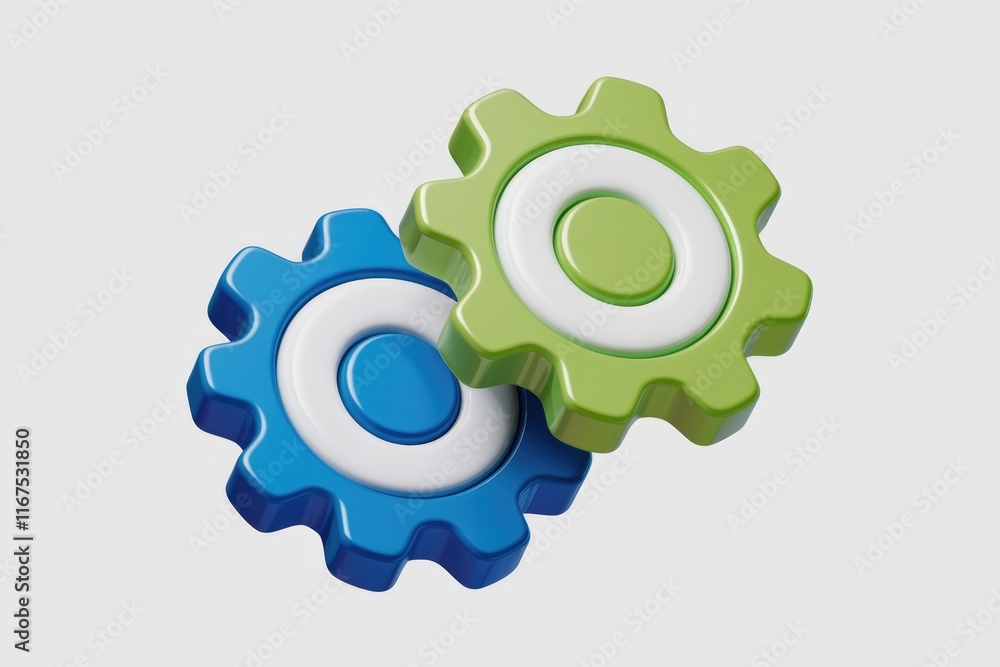 Aufkleber interlocking gears, symbolizing teamwork, collaboration, and efficient processes.