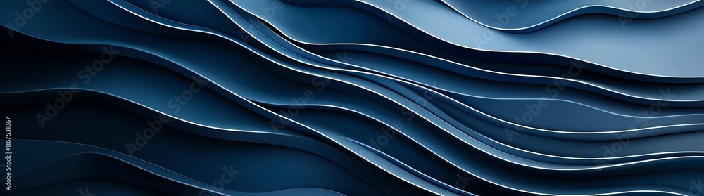 Poster abstract wavy blue pattern creates a calming visual effect. the layers form smooth, flowing curves f