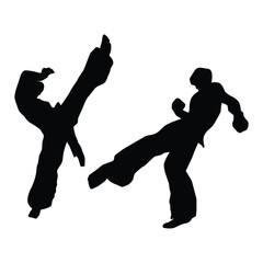 Judo karate fighter game player silhouette SHapes Drawing Vol 01