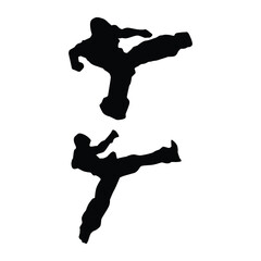 Judo karate fighter game player silhouette SHapes Drawing Vol 02