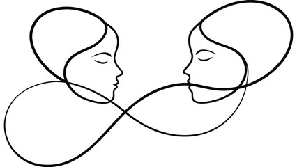 Man and Woman’s Faces Intertwined