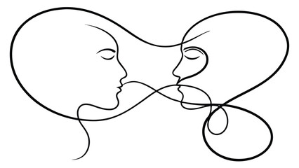 Man and Woman’s Faces Intertwined
