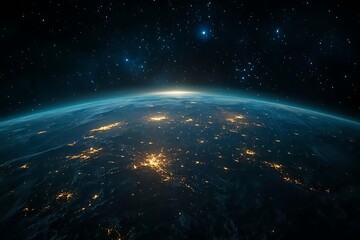 Obraz premium Nighttime Earth view from space showing North American city lights