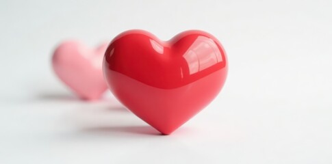 Obraz premium Single, glossy red heart; sharp focus; pure white backdrop , isolated, simple