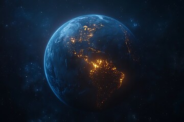 Earth at Night Orbital View City Lights