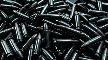 Black bullets lined up ready for use.