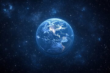 Glowing Earth Aerial Night View from Space