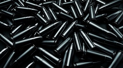 Black bullets lined up ready for use.