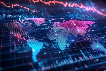 Glowing Dotted World Map Digital Visualization