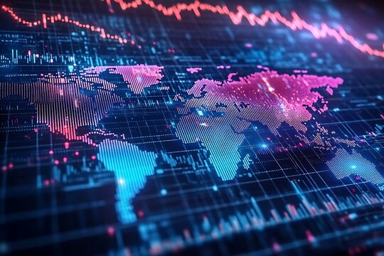 Glowing Dotted World Map Digital Visualization