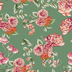 Seamless Pattern Design with Pink Flowers – Perfect for Home Textiles, Fabric Design, Wall Decor, Scrapbooking, Digital Paper, Notebooks, and More