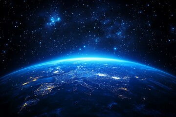 Obraz premium Earth at Night from Space European City Lights
