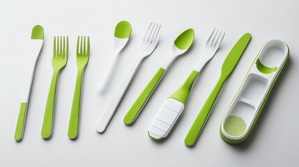 A high-quality image of eco-friendly reusable travel cups on a white background.--ar 16:9