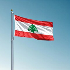 national flag of lebanon, waving against blue sky, flag of the nation, blowing in the wind