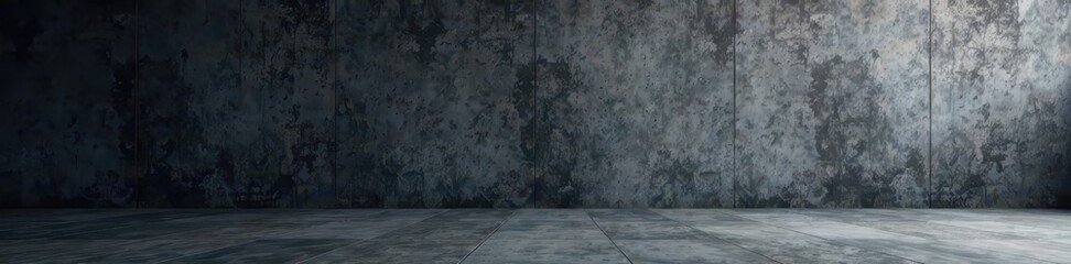 Fototapeta premium Dark, textured concrete wall and floor seamless backdrop, shadow, solid