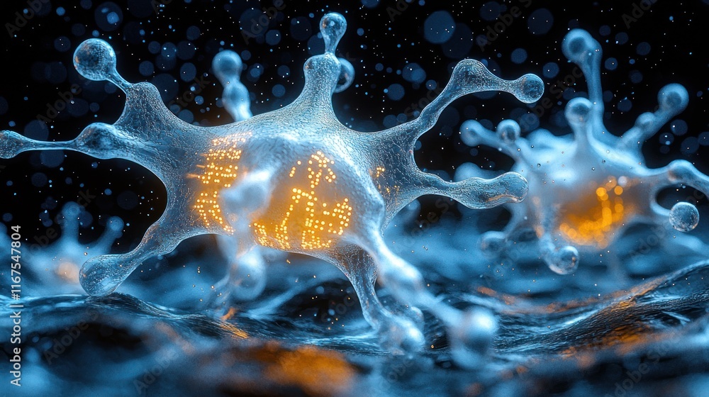 Poster microscopic viral world: a digital rendering of intricate viral structures