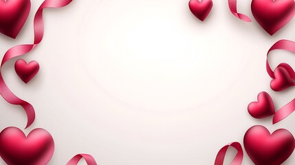 Red Hearts and Ribbons Valentines Day Design