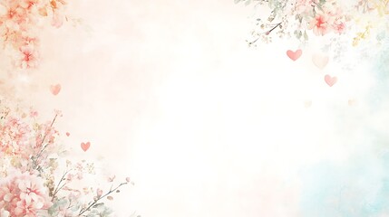 Obraz premium Delicate Watercolor Floral Design With Hearts