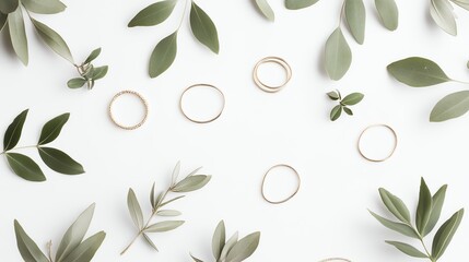 A high-resolution image of handmade jewelry in minimalist designs on a white background.--ar 16:9
