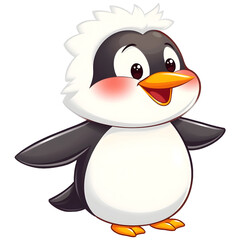 Fototapeta premium A smiling penguin in a cartoonish style with fluffy feathers. png isolated background. transparent background.