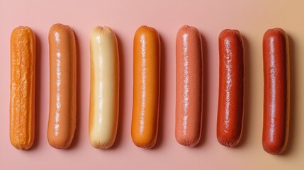 Colorful Display of Hot Dogs in Studio Lighting