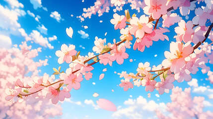 桜 木 花びら 咲く 公園 はる 春 日本 アニメ风 背景 壁紙