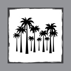 Tropical Palm Tree Silhouettes Set Isolated on White Background Basis Design
