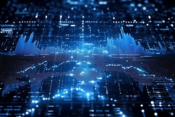 Fototapeta premium Blue Digital Finance Data Visualization