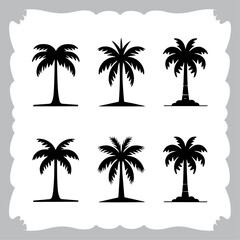 Palm tree silhouette vector tree illustration, black tree illustration.