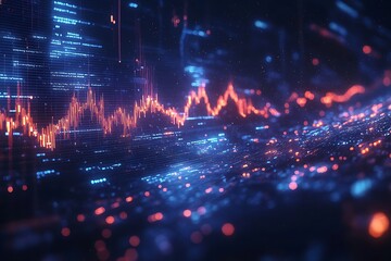 Futuristic Data Trend Visualization 3D Rendering