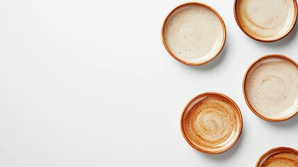A minimalist image of handcrafted ceramic serving platters isolated on a white background.--ar 16:9