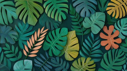 Vibrant tropical foliage nature scene leaf patterns lush environment overhead view botanic inspiration
