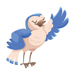 Singing Bird with Beak Enjoy Spring Vector Illustration