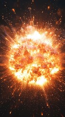 Explosive celestial burst in hyperrealistic detail cosmic event abstract art dark background dramatic viewpoint