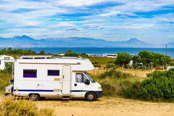 Caravans on sea coast, Spain