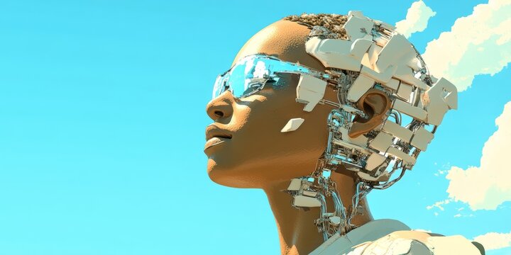 A cinematic African art-inspired spectral image featuring a black couple, mechanical engineer, and gameplay elements in a garnet colored African art style. Generated image