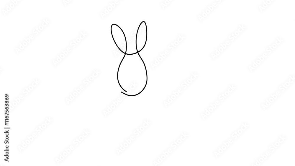 Aufkleber easter bunny set in simple one line style. rabbit icon. black and white minimal concept vector illus