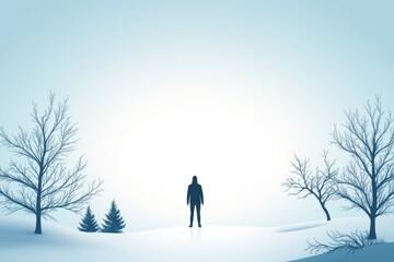 Minimalist portrayal of hypothermia risk in a snowy landscape highlighting the dangers of cold exposure