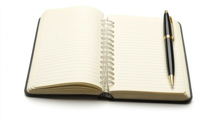 Open Notebook with Pen on Soft Background