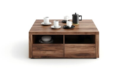 Compact Wooden Coffee Table with Hidden Storage Compartments