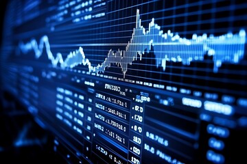 Stock Market Data Graph on Computer Screen