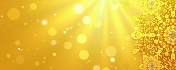 Golden yellow beige textured bokeh background with subtle mandala pattern , spiritual, elegant