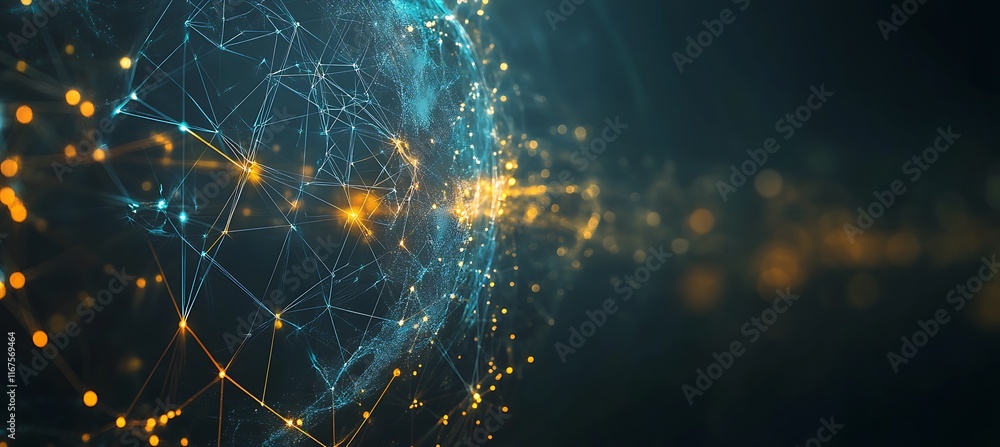 Aufkleber a futuristic image of a digital globe with interconnected business hubs, set against a dark backgrou
