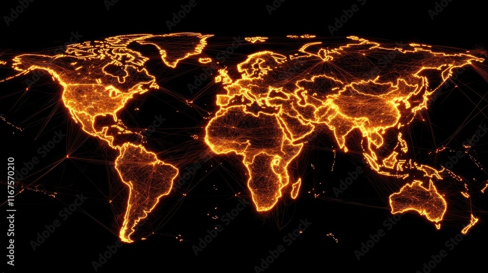 Poster global network: a luminous map of interconnected world
