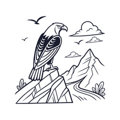 creative unique animals deer elephant bird line art vector design