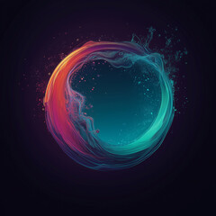Vibrant swirling circle with dynamic colors and fluid motion in a dark background